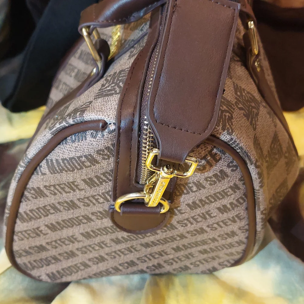 Steve Madden Brown and Tan Logo Briefcase - Picture 3 of 7